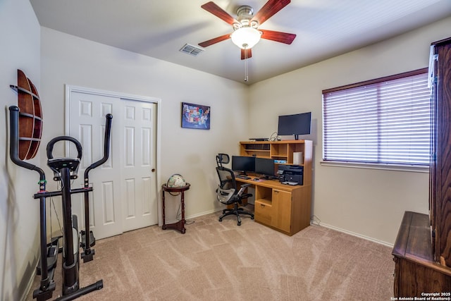 9110 Feather Blf, Helotes, TX 78023 - office space with ceiling fan, carpet flooring, and baseboards