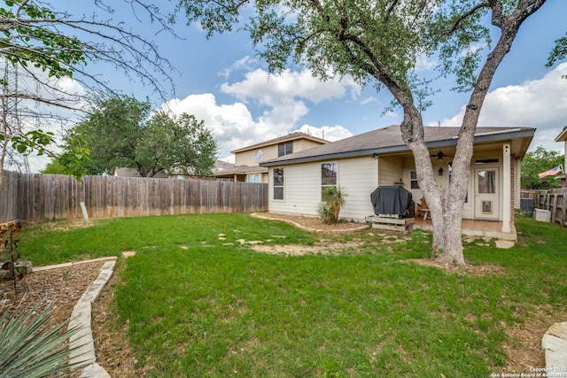 9110 Feather Blf, Helotes, TX 78023 - view of yard featuring ceiling fan and central AC