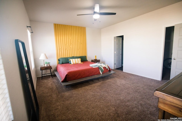bedroom featuring carpet flooring and a ceiling fan