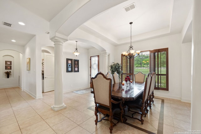 30406 Saddleridge, Bulverde, TX 78163 - dining space with a chandelier, visible vents, and light tile patterned floors
