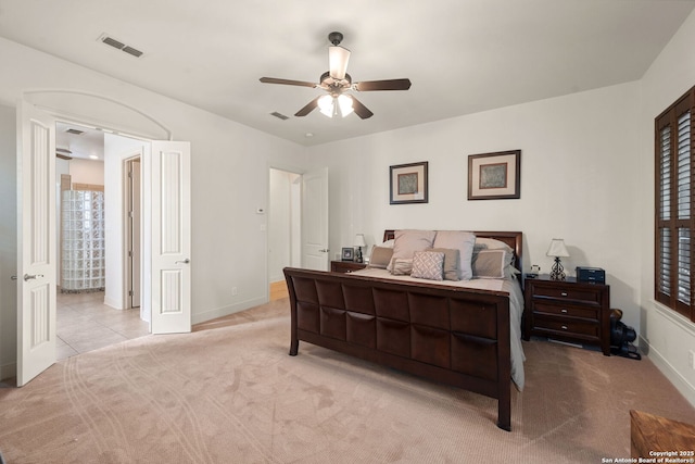 30406 Saddleridge, Bulverde, TX 78163 - bedroom featuring visible vents, a ceiling fan, carpet, and baseboards