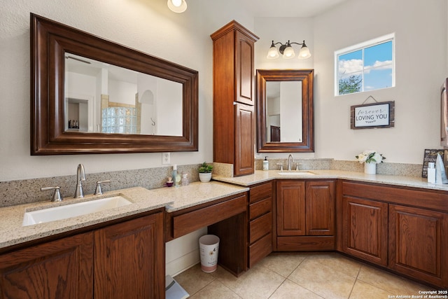 30406 Saddleridge, Bulverde, TX 78163 - bathroom with double vanity, a sink, and tile patterned flooring