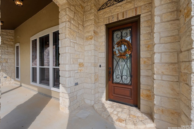 30406 Saddleridge, Bulverde, TX 78163 - property entrance featuring stone siding
