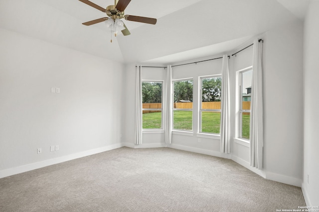 3818 Cualquiera, San Antonio, TX 78261 - carpeted spare room featuring ceiling fan, baseboards, and lofted ceiling