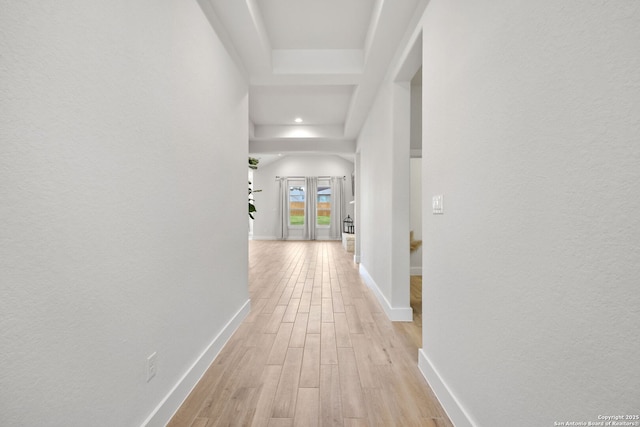 3818 Cualquiera, San Antonio, TX 78261 - corridor featuring light wood-style floors, baseboards, recessed lighting, and a textured wall