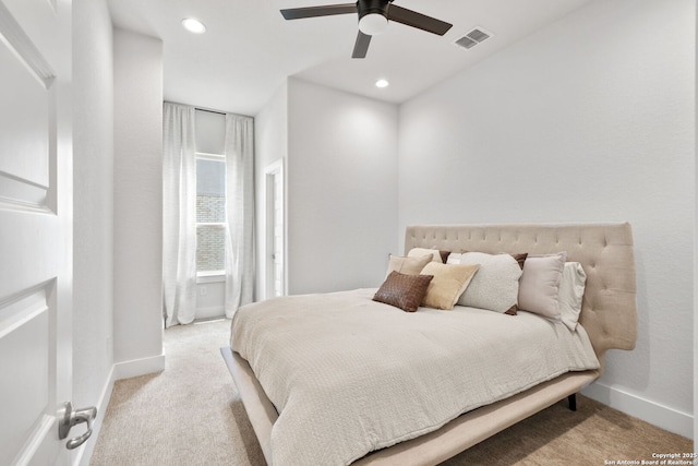 3818 Cualquiera, San Antonio, TX 78261 - carpeted bedroom featuring baseboards, recessed lighting, and ceiling fan