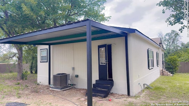 22902 Sweet Liberty, San Antonio, TX 78112 - exterior space featuring entry steps, fence, and central air condition unit