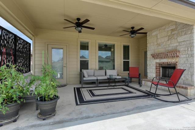 9407 Sundrop Vly, San Antonio, TX 78254 - view of patio featuring a ceiling fan and outdoor lounge area