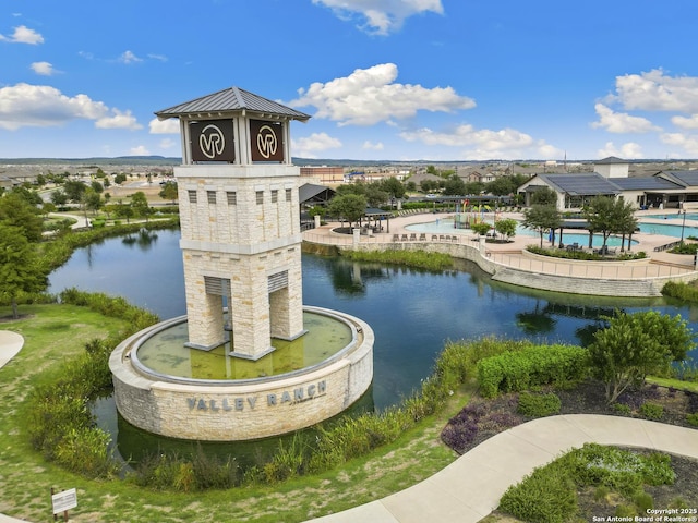 9407 Sundrop Vly, San Antonio, TX 78254 - view of property's community with a water view and a swimming pool