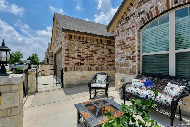 9407 Sundrop Vly, San Antonio, TX 78254 - view of patio featuring a gate and outdoor lounge area
