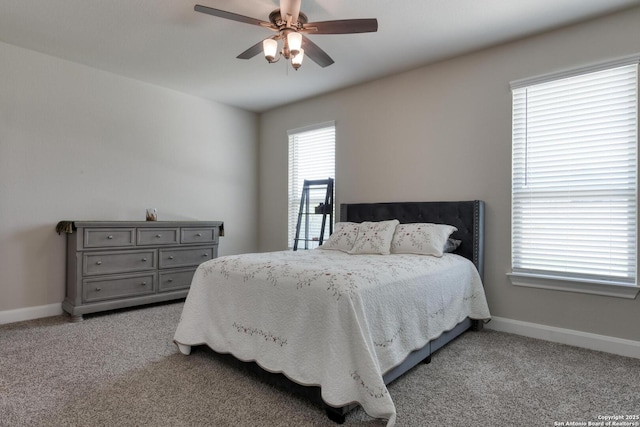 9407 Sundrop Vly, San Antonio, TX 78254 - bedroom featuring baseboards, ceiling fan, and light carpet