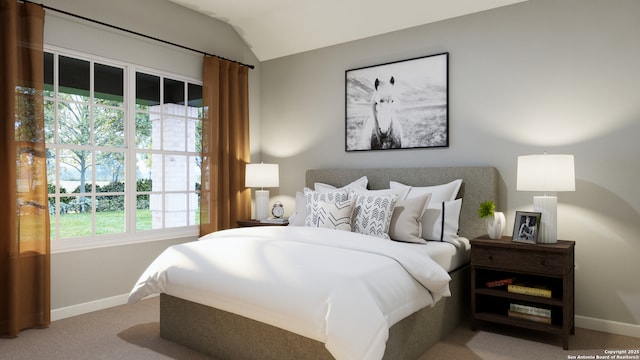 140 Duck Trl, San Antonio, TX 78245 - carpeted bedroom with baseboards and vaulted ceiling