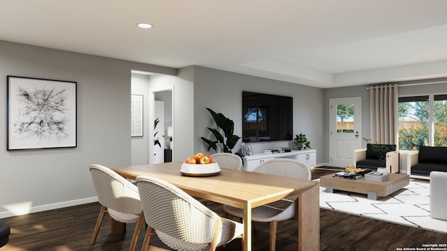 140 Duck Trl, San Antonio, TX 78245 - dining space with recessed lighting, baseboards, and wood finished floors