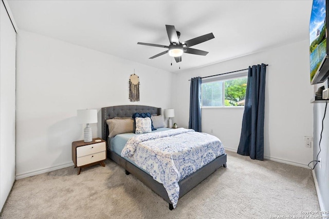 7722 Strolling Ln, Live Oak, TX 78233 - bedroom featuring carpet flooring, baseboards, and ceiling fan