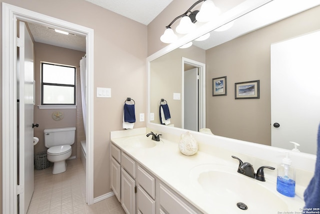 2928 Hidden Elm, San Antonio, TX 78261 - full bathroom featuring a sink, a textured ceiling, toilet, and double vanity