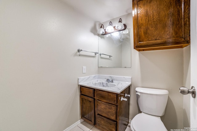 10210 Apricot Fld, San Antonio, TX 78245 - half bathroom featuring vanity, tile patterned floors, baseboards, and toilet