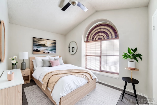 10210 Apricot Fld, San Antonio, TX 78245 - bedroom with baseboards, a ceiling fan, and lofted ceiling