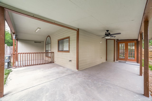 10210 Apricot Fld, San Antonio, TX 78245 - view of patio / terrace with a ceiling fan, fence, and french doors