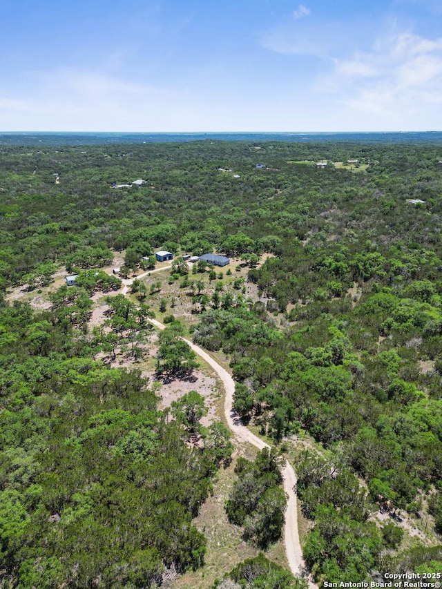aerial view with a wooded view
