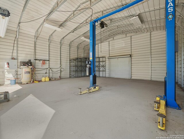 garage featuring metal wall