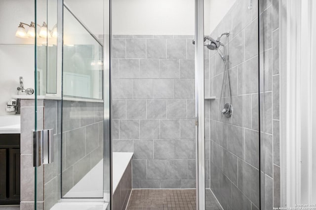 14447 Costa Leon, San Antonio, TX 78245 - bathroom with a shower stall and vanity