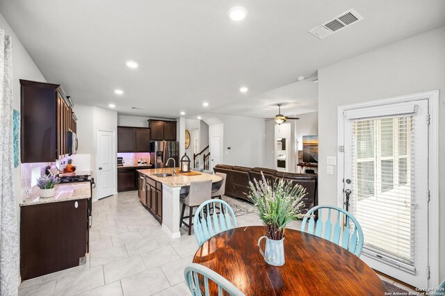 14447 Costa Leon, San Antonio, TX 78245 - dining space with recessed lighting and ceiling fan