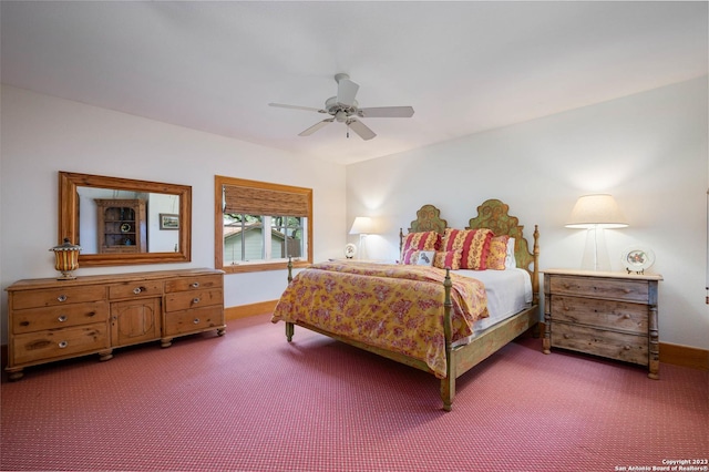 220 N School St, Boerne, TX 78006 - carpeted bedroom with baseboards and a ceiling fan