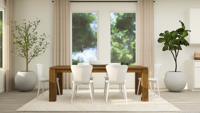 interior space featuring baseboards and light wood finished floors