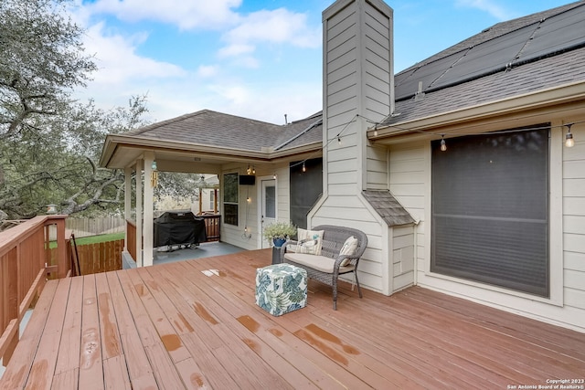 deck featuring area for grilling