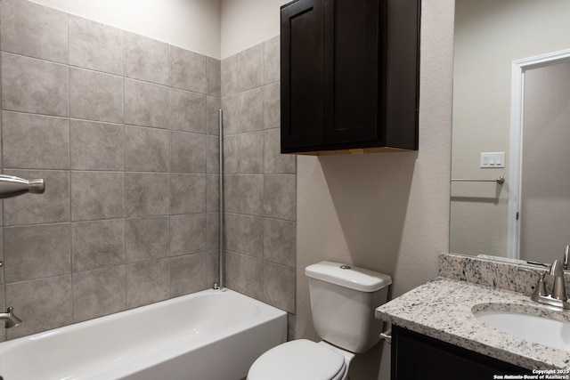 full bathroom featuring vanity, shower / bathing tub combination, and toilet