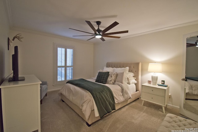 201 Ellwood Unit 107, San Antonio, TX 78209 - carpeted bedroom featuring crown molding, ceiling fan, and baseboards