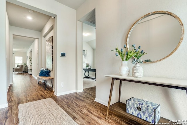 11922 Tower Crk, San Antonio, TX 78253 - hall featuring baseboards and wood finished floors