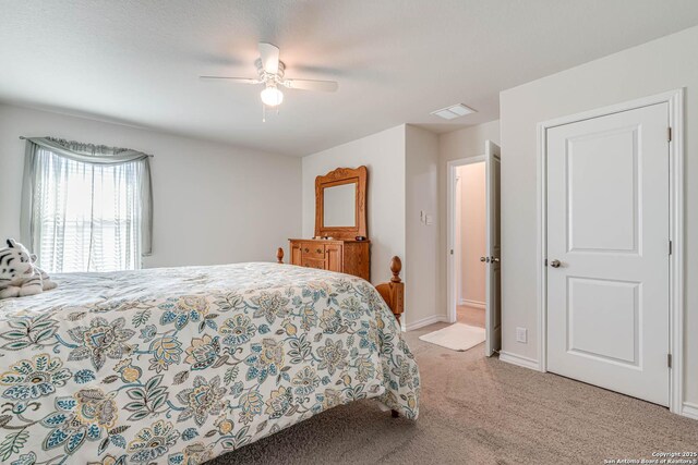 4704 Paluxy, San Antonio, TX 78253 - bedroom featuring a ceiling fan, baseboards, light colored carpet, and visible vents