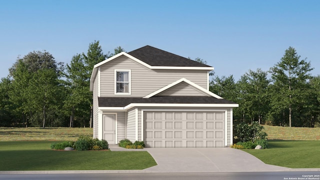 1045 Graham Bnd, San Antonio, TX 78221 - traditional home with roof with shingles, a garage, driveway, and a front yard
