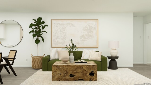 13510 Furyk Dr, San Antonio, TX 78221 - living area with baseboards and wood finished floors