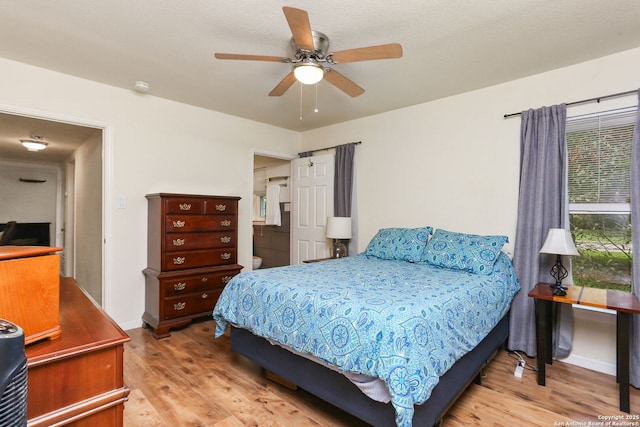 202 Beverly Dr, San Antonio, TX 78228 - bedroom featuring baseboards, a ceiling fan, and wood finished floors