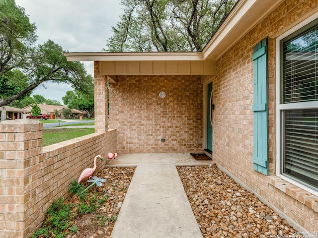1639 Redwood, Seguin, TX 78155 - doorway to property featuring brick siding