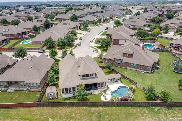 drone / aerial view with a residential view