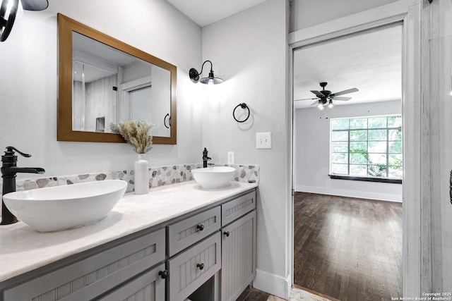 700 Dawson, San Antonio, TX 78202 - full bath with a sink, a ceiling fan, and wood finished floors