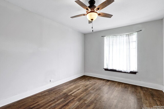 700 Dawson, San Antonio, TX 78202 - empty room featuring a ceiling fan, baseboards, and dark wood finished floors