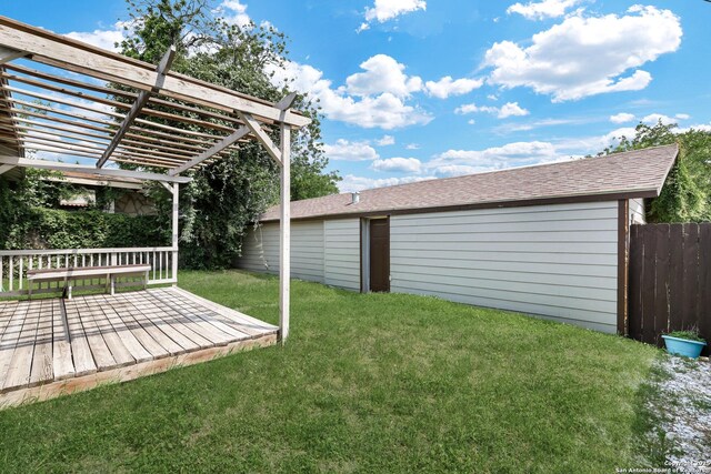 700 Dawson, San Antonio, TX 78202 - view of yard featuring a pergola, fence, and a wooden deck