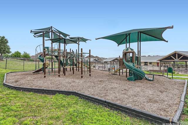 community play area featuring fence