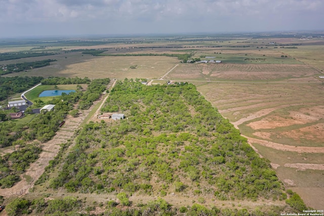 bird's eye view with a water view and a rural view