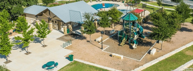 1238 Yellow Warbler Run, San Antonio, TX 78253 - aerial view of property and surrounding area with a pool and a community park