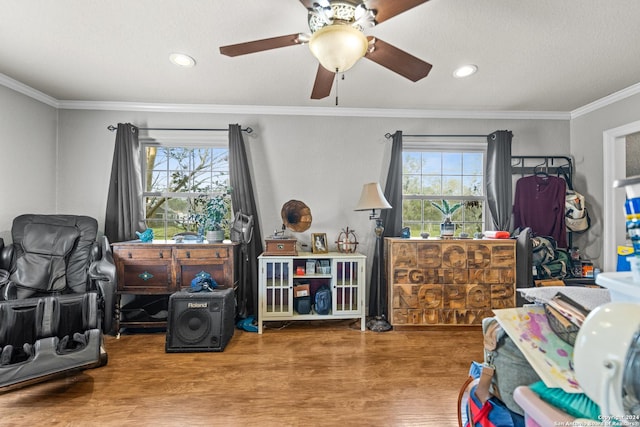 6377 County Road 659, Brazoria, TX 77422 - interior space with ornamental molding, a healthy amount of sunlight, and wood finished floors