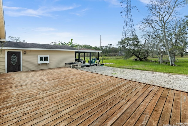 6377 County Road 659, Brazoria, TX 77422 - wooden terrace with a yard