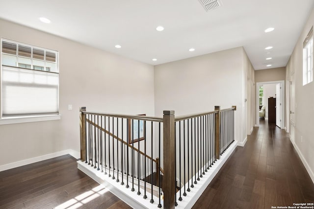 440 E Olmos, San Antonio, TX 78212 - hall with an upstairs landing, wood finished floors, recessed lighting, and baseboards