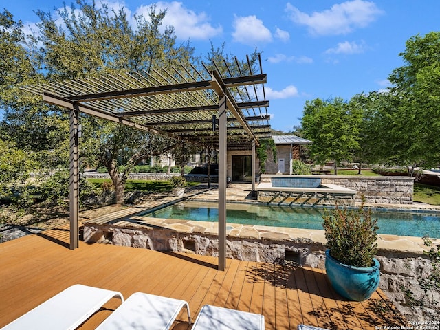 outdoor pool with a pergola and a jacuzzi