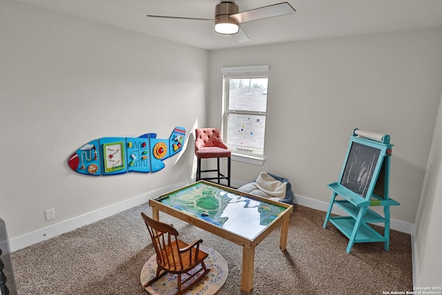 5707 Pin Pt, San Antonio, TX 78266 - recreation room with ceiling fan, baseboards, and carpet