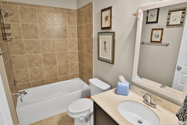 5707 Pin Pt, San Antonio, TX 78266 - bathroom featuring vanity, tub / shower combination, tile patterned floors, and toilet